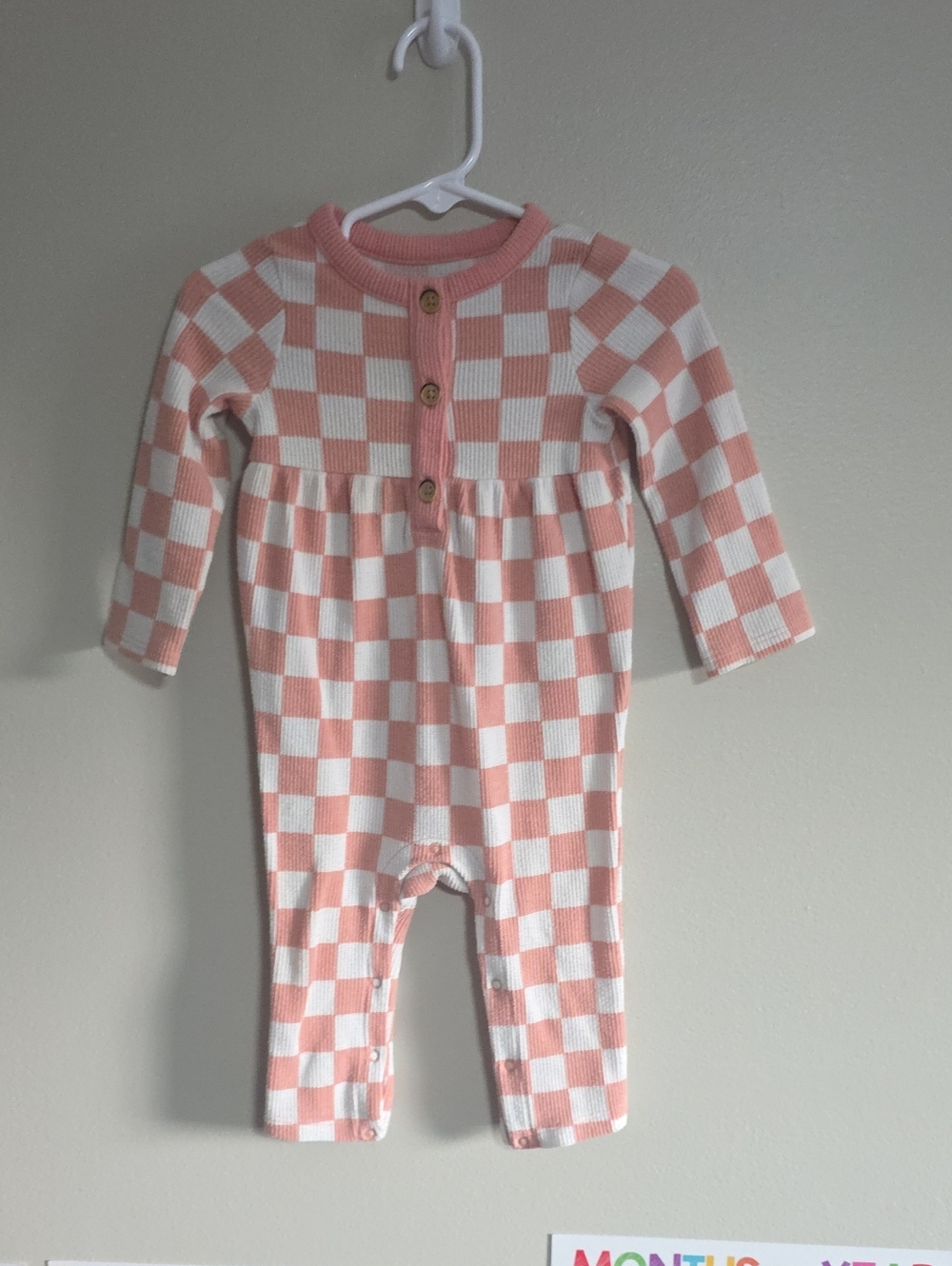 Cat & Jack Pink and White Checkered Ribbed Romper
